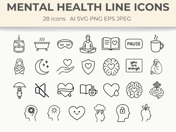 Download Mental Health Line Icons Minimal Vector - Minimal Collection